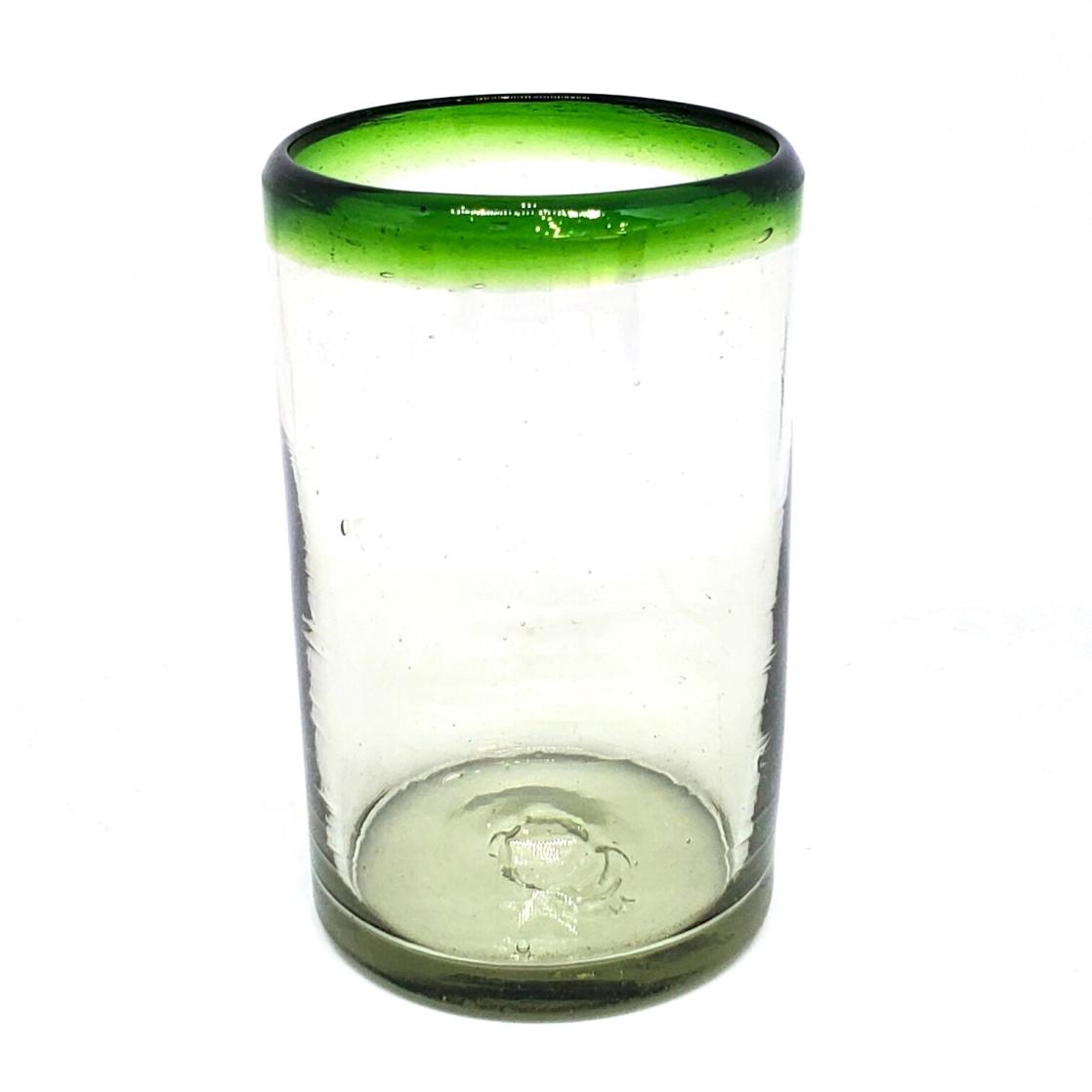 Ofertas / vasos grandes con borde verde esmeralda, 14 oz, Vidrio Reciclado, Libre de Plomo y Toxinas / stos artesanales vasos le darn un toque clsico a su bebida favorita.